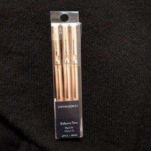 Designer Ballpoint Pens 3pc Black Ink Med Tip Gold